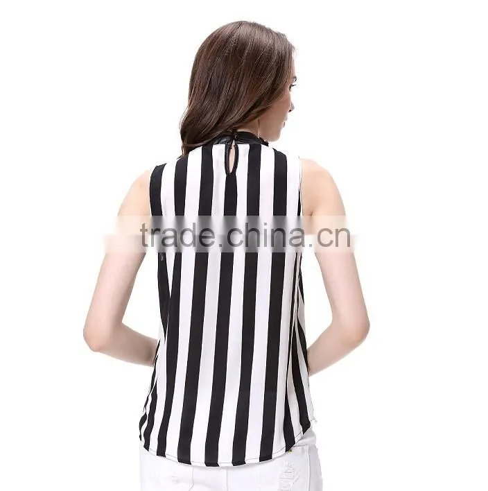 Black and White Striped Fashion Design Lady Blouse & Top Wholesale China