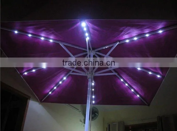2015 most fashion double layer 3m*3m automatic solar umbrella with led lights, sensor and remote control