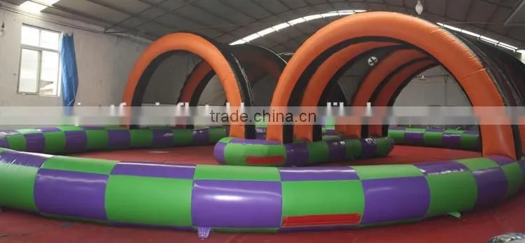 dual lane human hamster ball inflatable race track challenge for sale