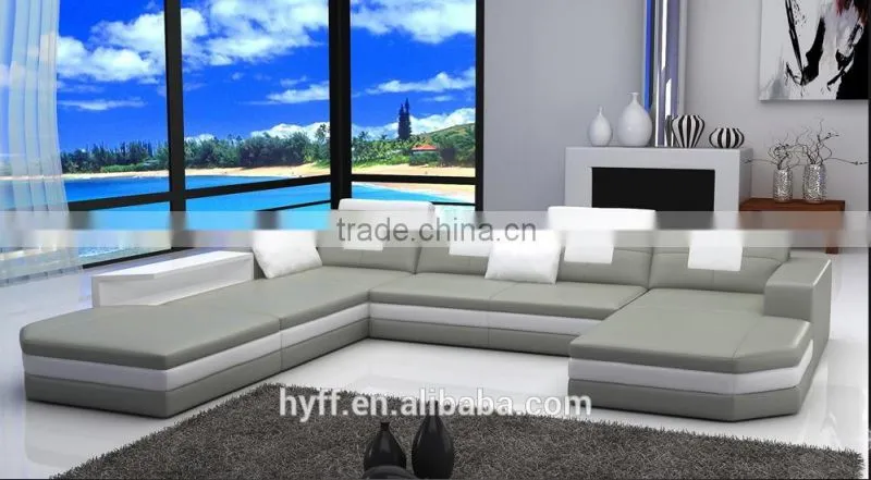 LED genuine italy leather corner office sofa HYZ33