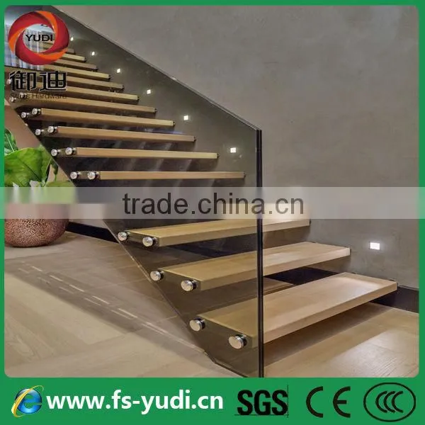 modern straight glass wood stairs for indoor attic design