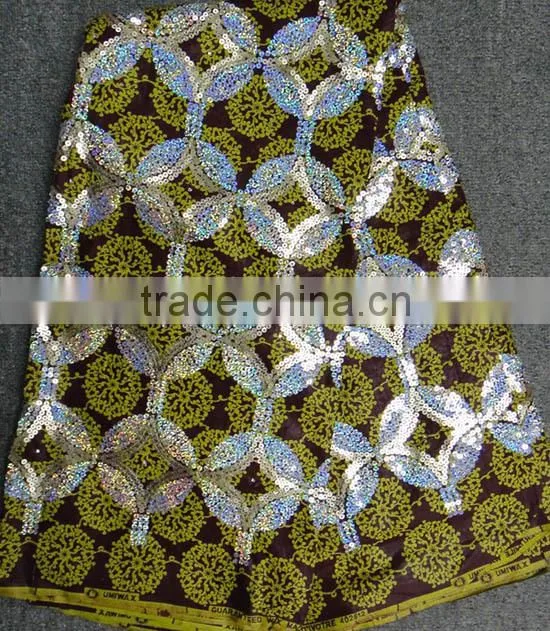 sequinse wax0611 (89) High Quality /sequins wax african Printed wax fabric 6 yards each piece with sequin