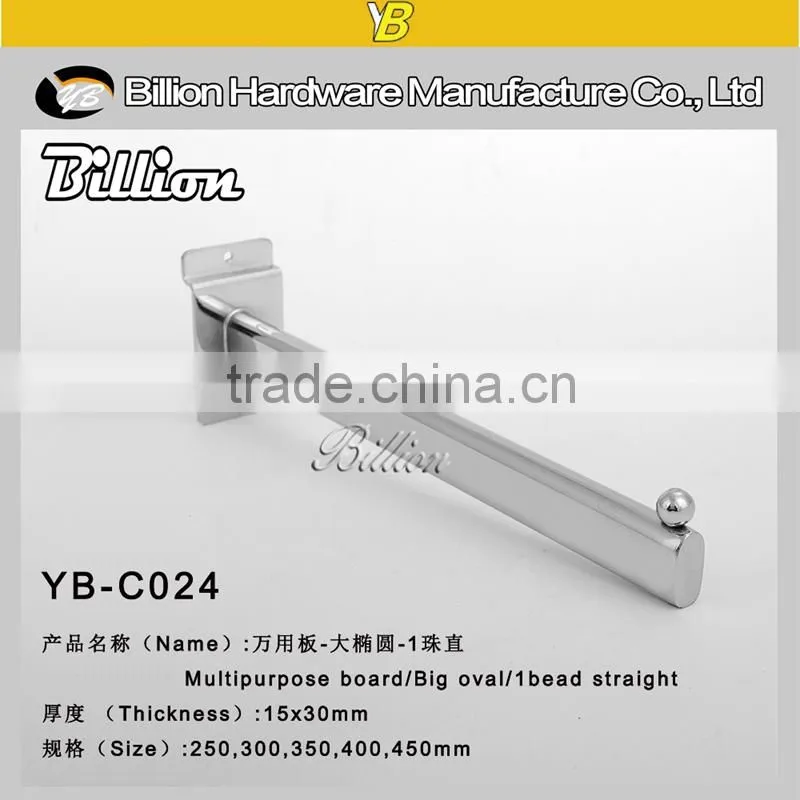 fashion design clothing chrome slatwall hook balls retail hook for display board