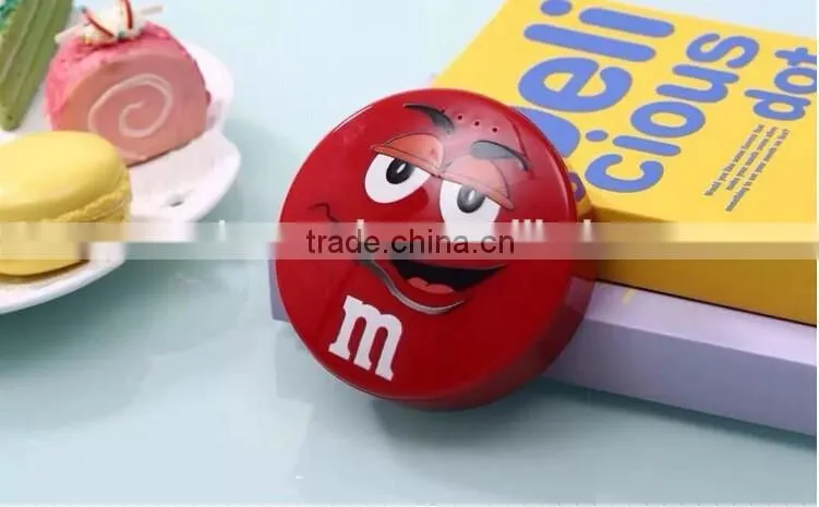Promotion gift personalized logo printing round shape smart mobile battery pack power bank charger with micro usb charging cable