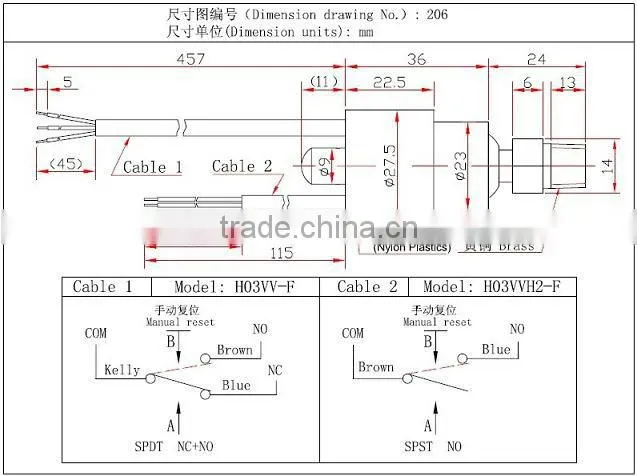 water level pressure switch