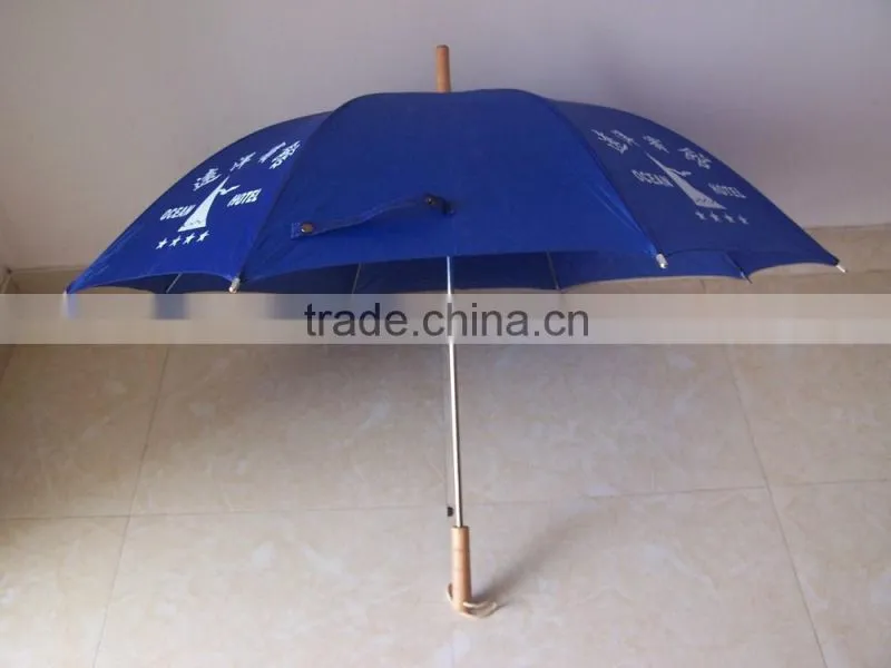 23 inches Automatic open polyester fabric metal frame wooden handle balcony umbrella advertising