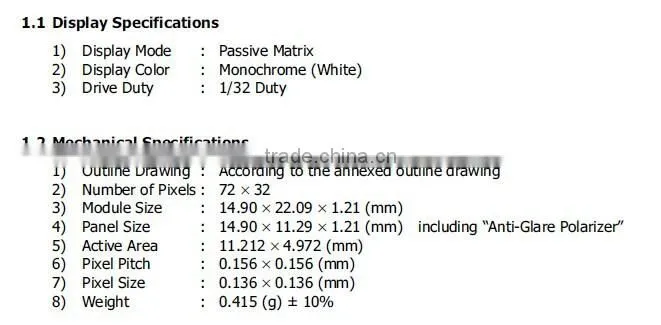0.48 inch Oled monochromatic landscape under the 72 * 32 feet 12 pin
