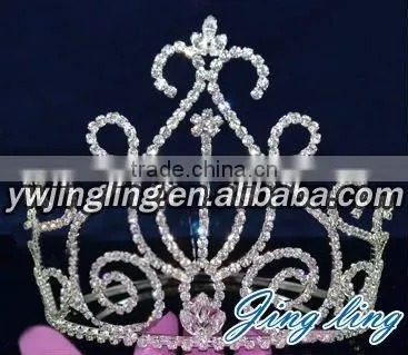 full round rhinestone accessory silver pageant crowns for sale