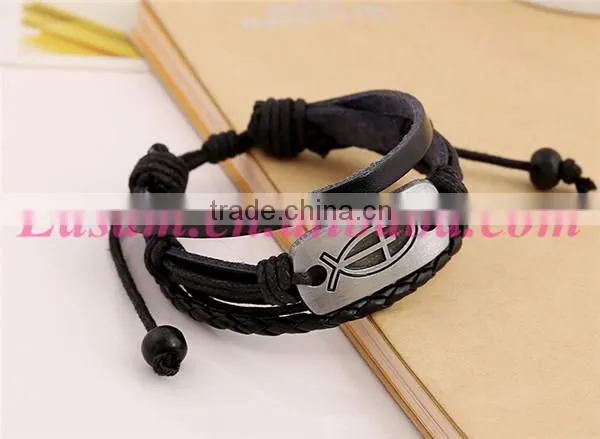 Fashion wrap bracelets leather treaty bracelets