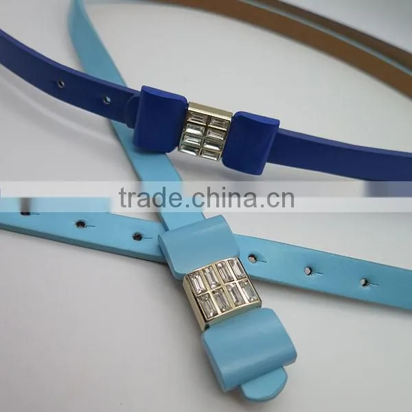 Candy color fashion skinny belt with glass for dress