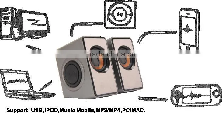 Mini portable 2.0speaker with hifi amplifier micro