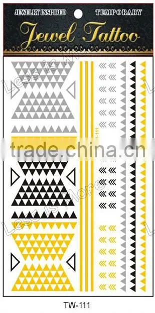 New design skin safe tattoo custom metallic temporary tattoo