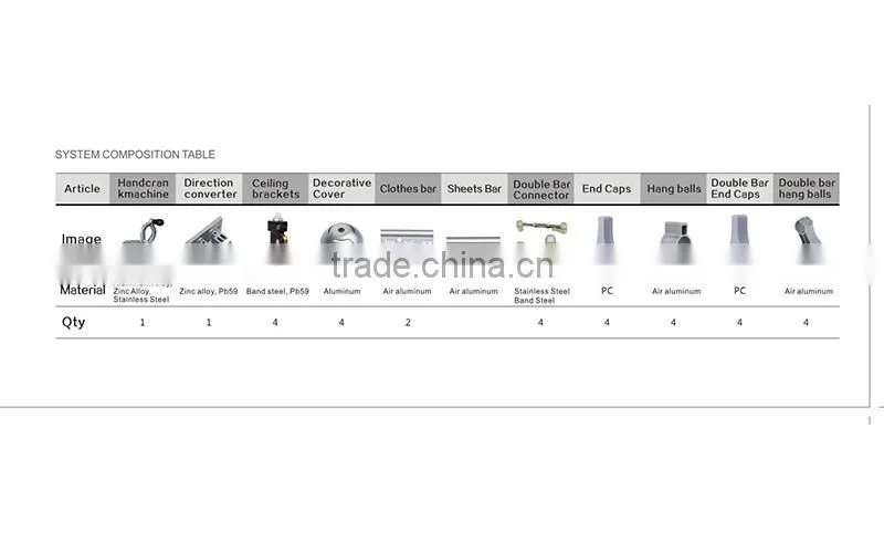 Aluminum Manual Laundry Rack Hanger Ceiling Mounted Hangers