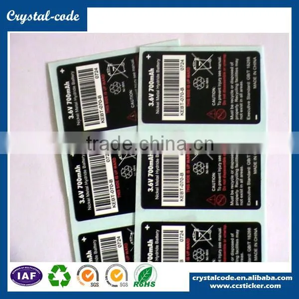 Personalized cheap permanent transparent non spillable battery label