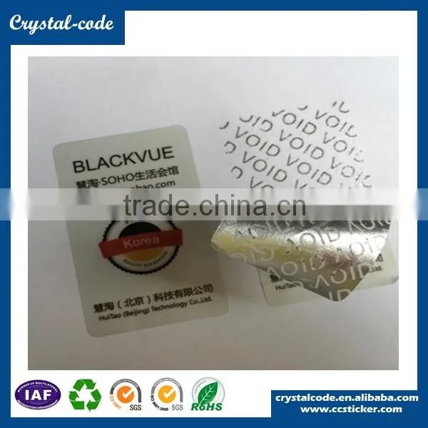 Custom hologram security printed tamper proof warranty VOID label