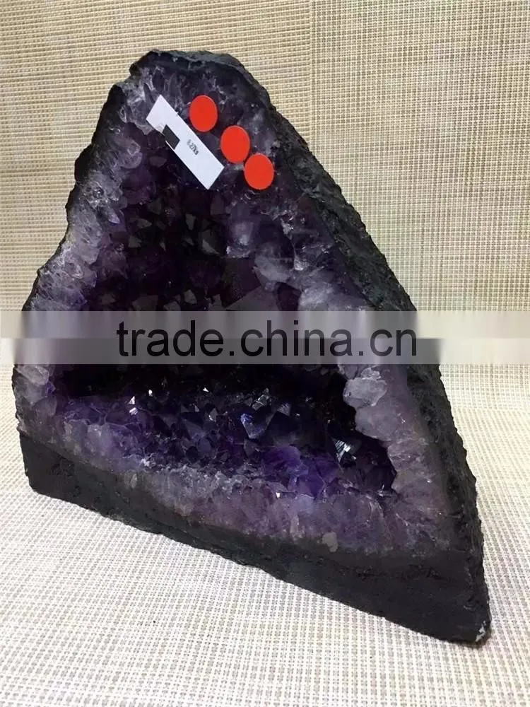 Natural Rock Triangular Amethyst Geode Crystal Ornaments