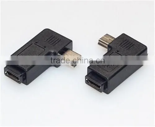 L shape mini usb male to micro usb female adapter black color top quality cabletolink