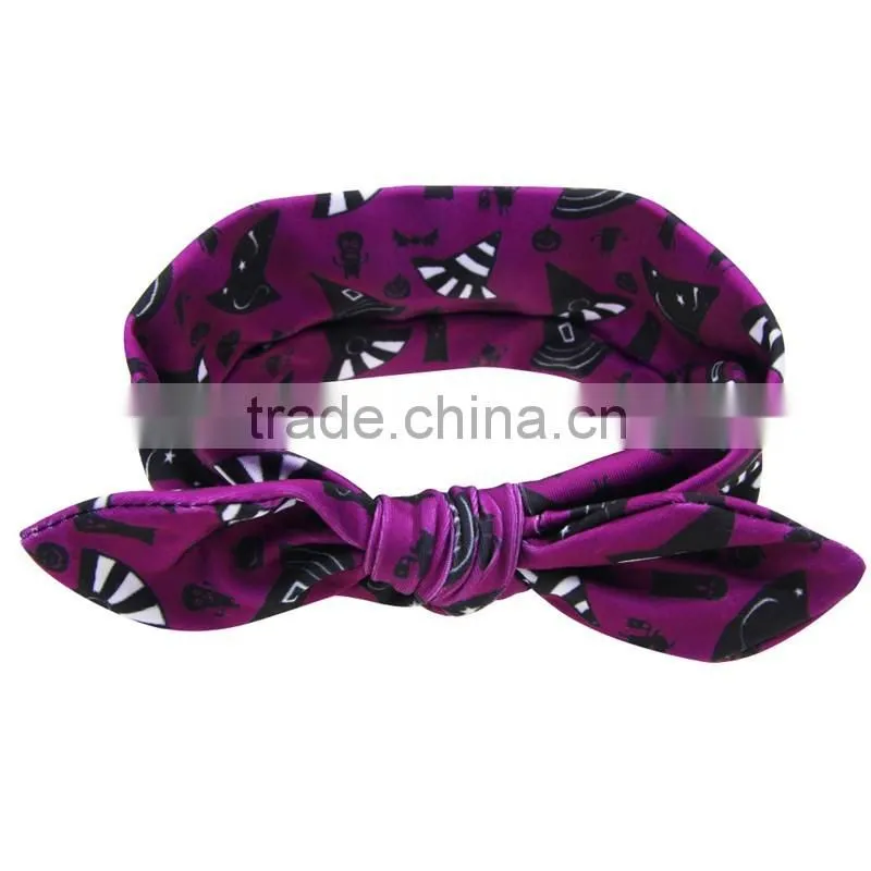 adjustable elastic headbands with bow -knitted bow headwraps -wholesale rabbit ear Christmas headband
