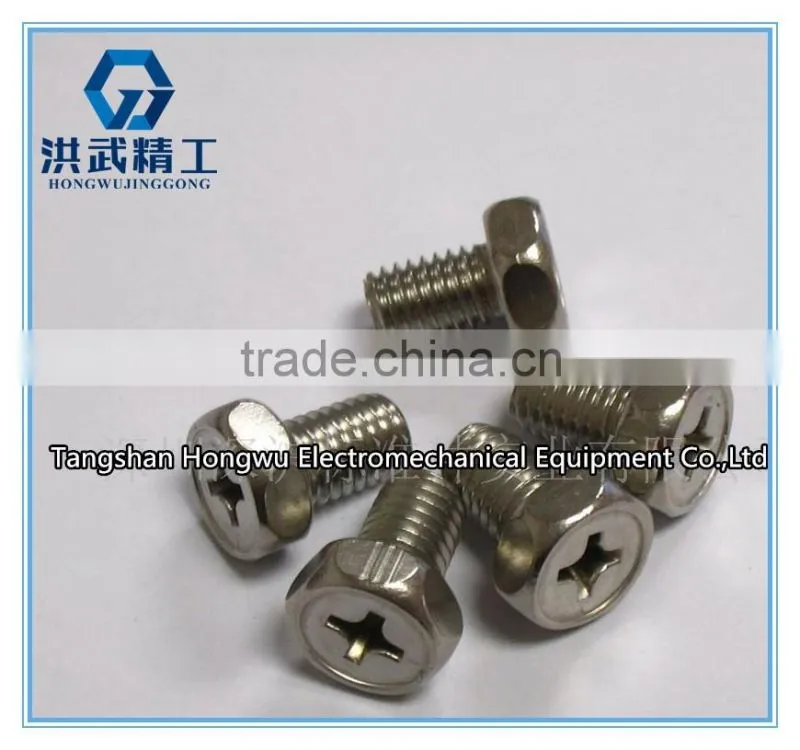 Cross recessed hexagon bolts with indentation