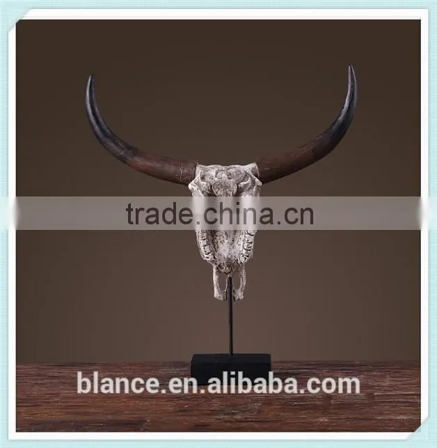resin cow head statue cow head figurine for home decoration