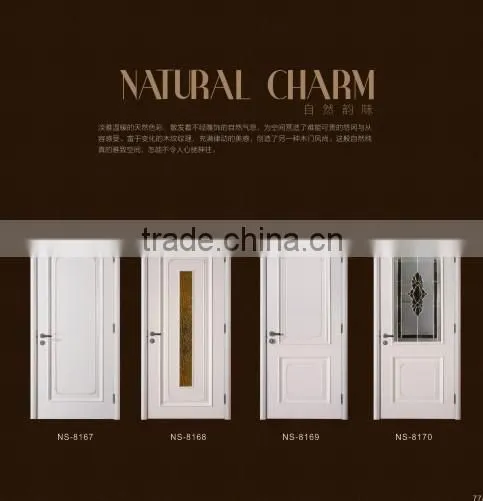 Simple design modern white interior solid wooden door