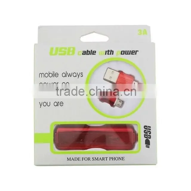 2016 New coming micro usb cable with power bank 1200mah for samsung galaxy s6
