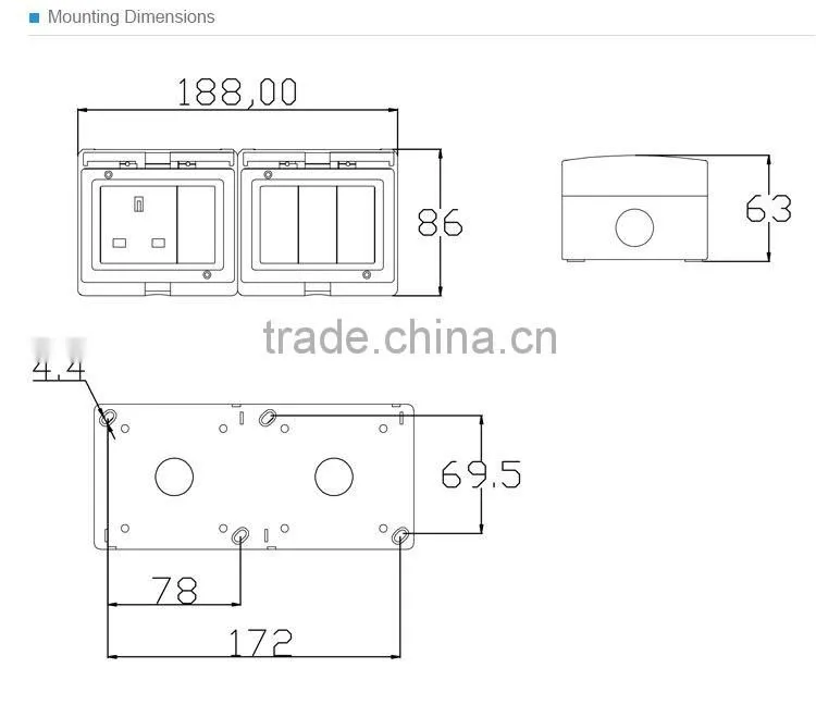 Pushbutton Switch With Waterproof Cover IP55 Switch And Socket(SP-SA4S)