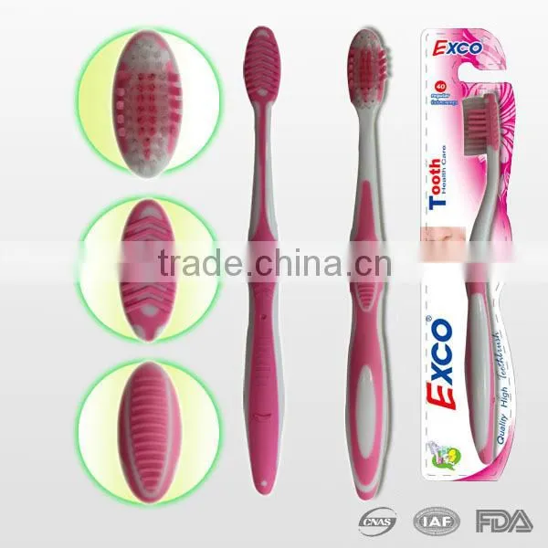 big head high quality Crystal transparent brush hand adult toothbrush, Medium nylon bristle adult toothbrush factory