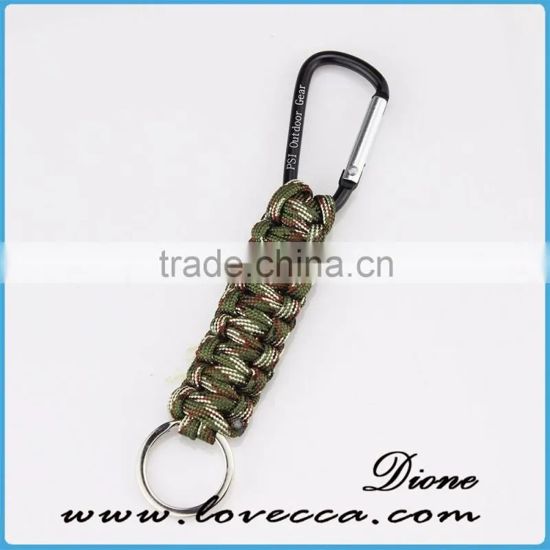 Customized 350/480/550 pink paracord self defence round metal keychain with Logo