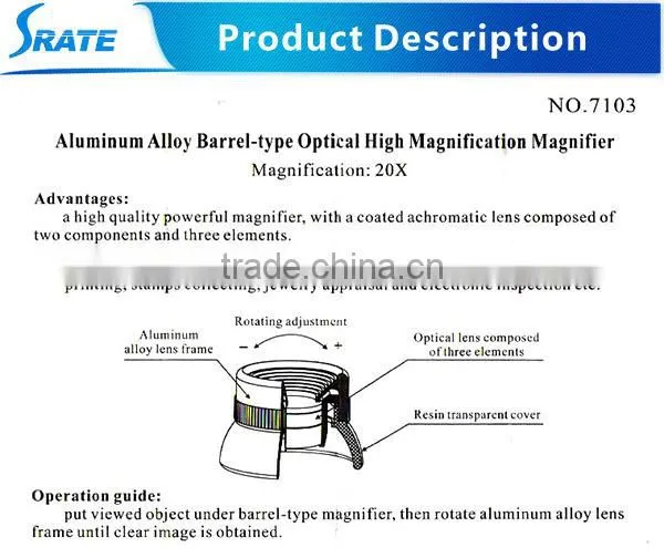 MG7103 20X21MM Aluminum Alloy Cylinder Loupe