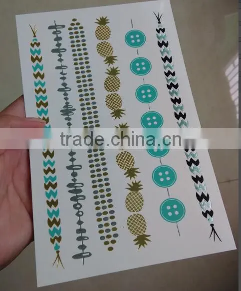 BSCI approved temporary tattoos gold jewelry sticker tattoos