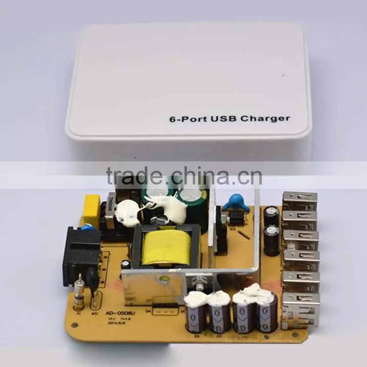 2015 hot new 6 ports usb intelligent Super fast flat mobile phone battery charger