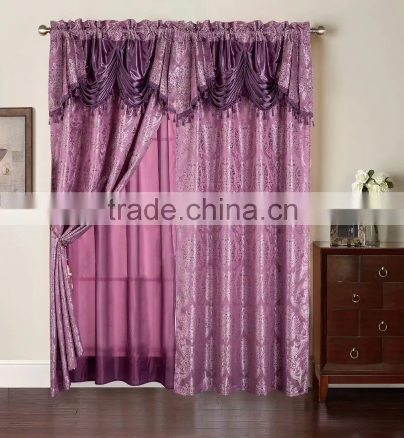 2 layers bedroom curtain Fringe Jacquard Curtain In Luxury Valance With Back