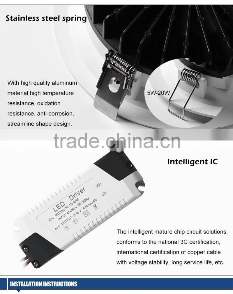 warm white 5w 7w 10w 1 watt recessed led mini downlight