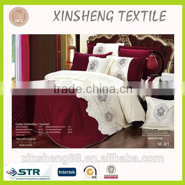 Wholesale quality Cotton embroidery comforter with 11pcs set