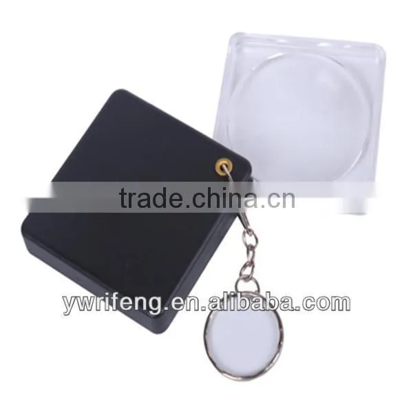 New Style fashion Optical Instruments magnifying glass key chain glass Magnifiers blank customized logo metal key chains