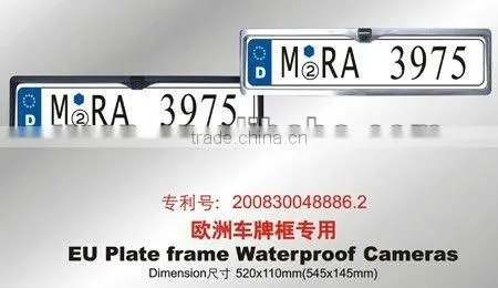 EU/Russia Plate Frame170 degree car waterproof reaview camera