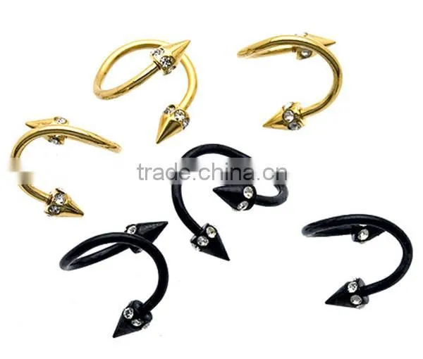 Titanium Multi CZ Cone Spiral Earring Piercing Ear Spirals