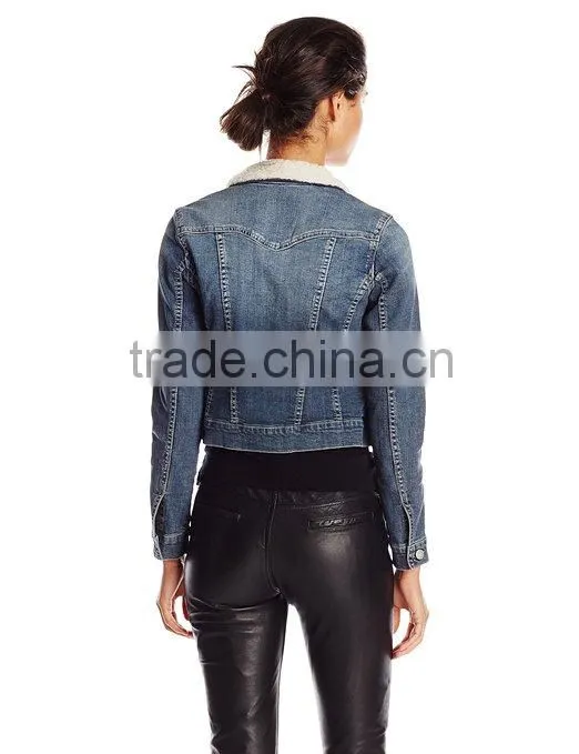 Women's Pixie Denim Jacket With Sherpa Collar