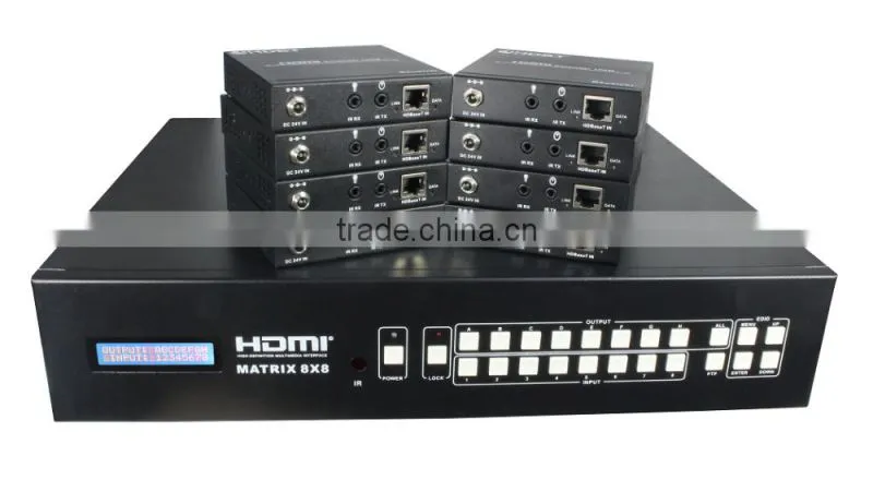 Super quality HDBaseT 8x8 HDMI Matrix over CAT5e/6/7, RS232,TCP/IP Control