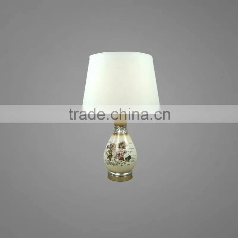 Metal Base In Antique Brass And Ceramic Body With Fabric Lampshade Modern Stlyle Table Lamp BedsideTable Lamp