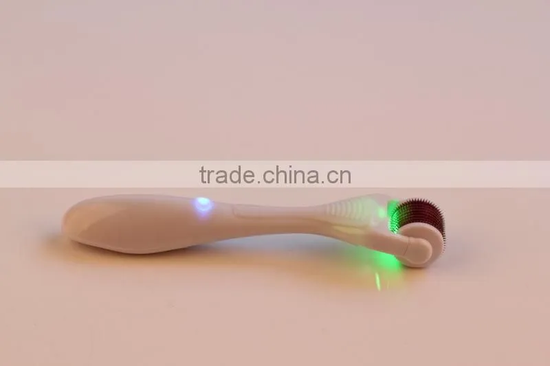 Multi-Color Led Vibration Massage Derma Roller with replaceable roller tip