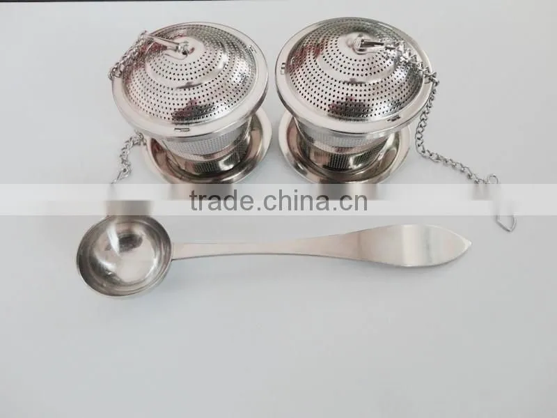 YS factory Loose Leaf Tea Stainless Steel Strainer (Set of 2) with Tea Scoop and Drip Trays, Medium