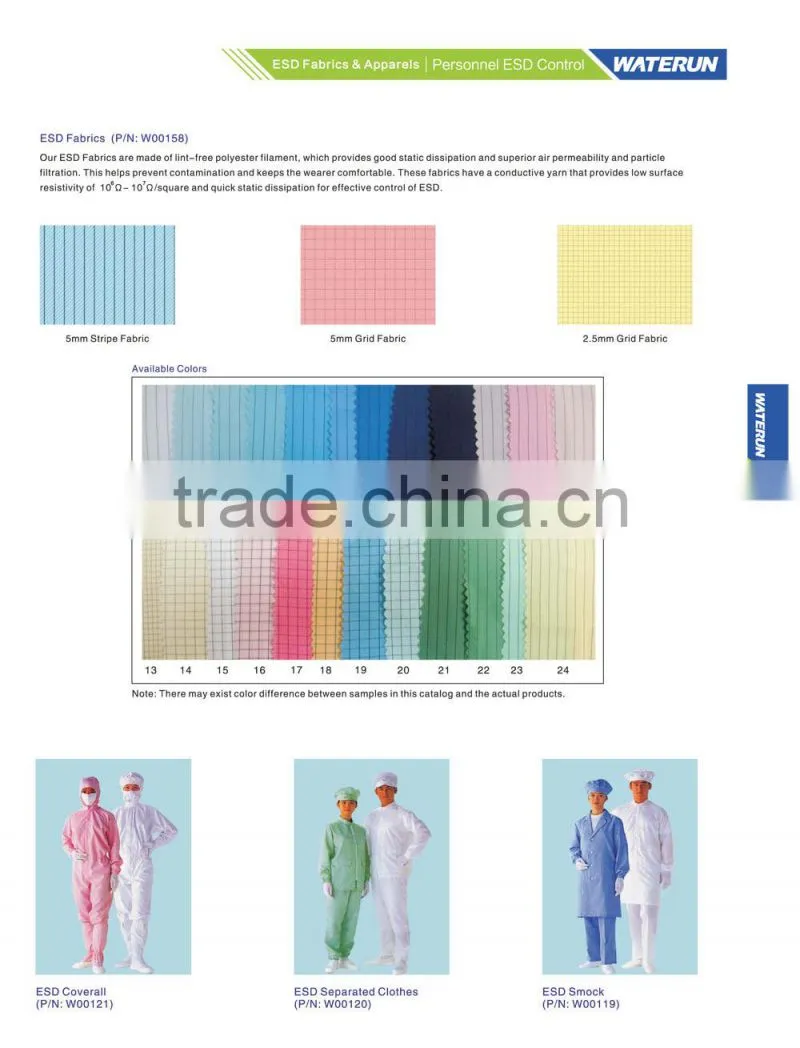 esd stripe grid fabric, esd workwear fabric