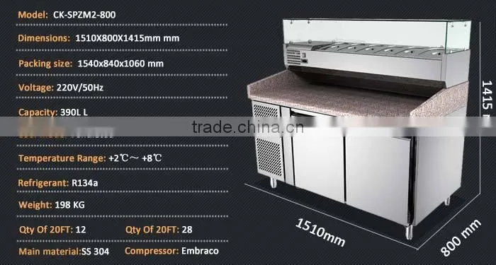 Pizza Restaurant Countertop Pizza Refrigerator/Refrigeration Pizza Working Table/Pizza Refrigeration Table