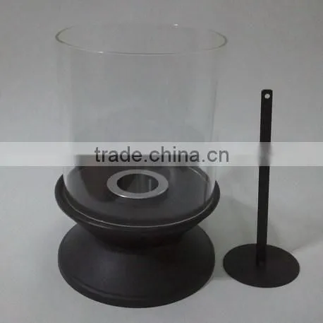 table top metal and round glass bio ethanol fireplace