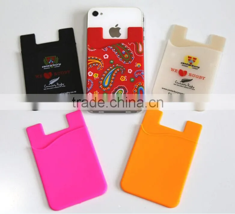 Hot sale cellphome sticker card holder/silicone adhesive backed card holder