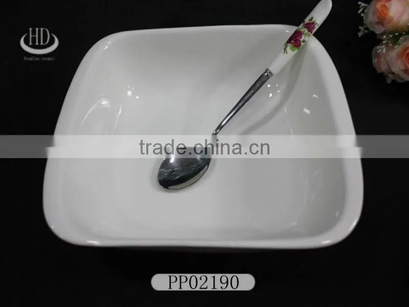 square soup bowl with spoon,ceramic soup bowl