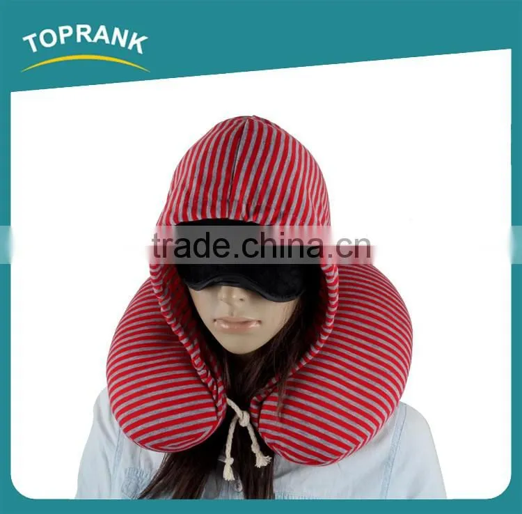 New Design Custom Printed Pillow Case U Shape Travel Hoodie Neck Pillow Travel Hooded Pillow With Sweatshirt Hat