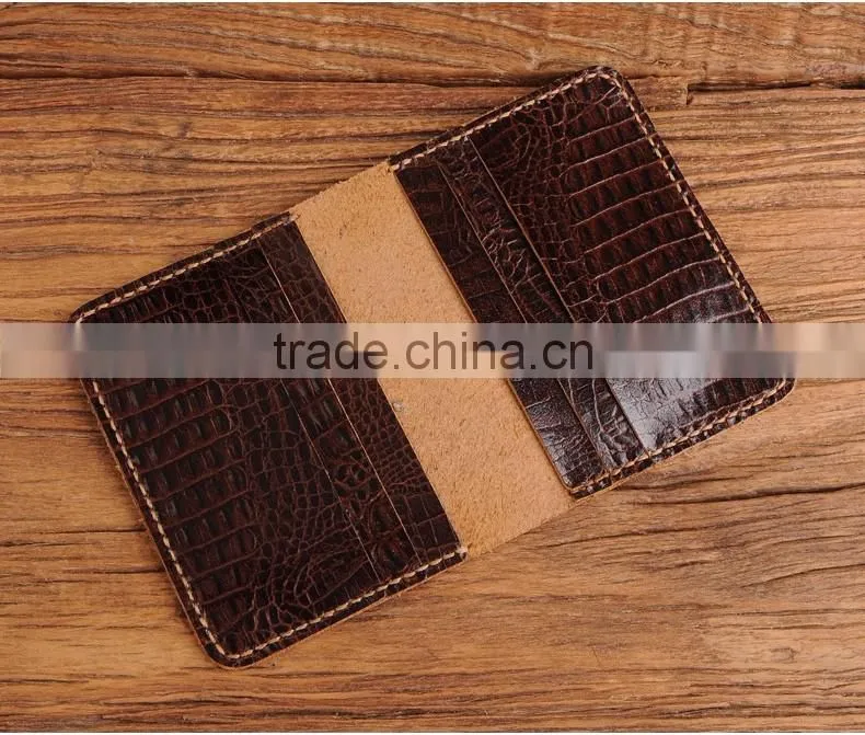 Bifold Cowhide Leather Men Credit Card Holder with multiple card slots